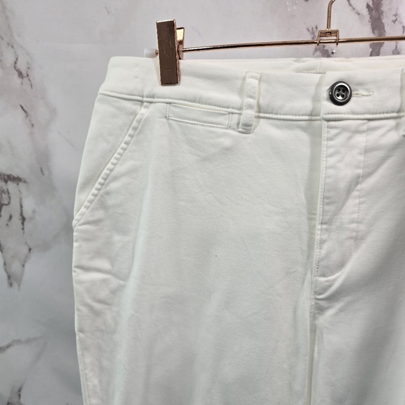 Garnet Hill Pants Women 6 White Chino High Rise Crop Short Pima Ankle - Picture 2 of 13